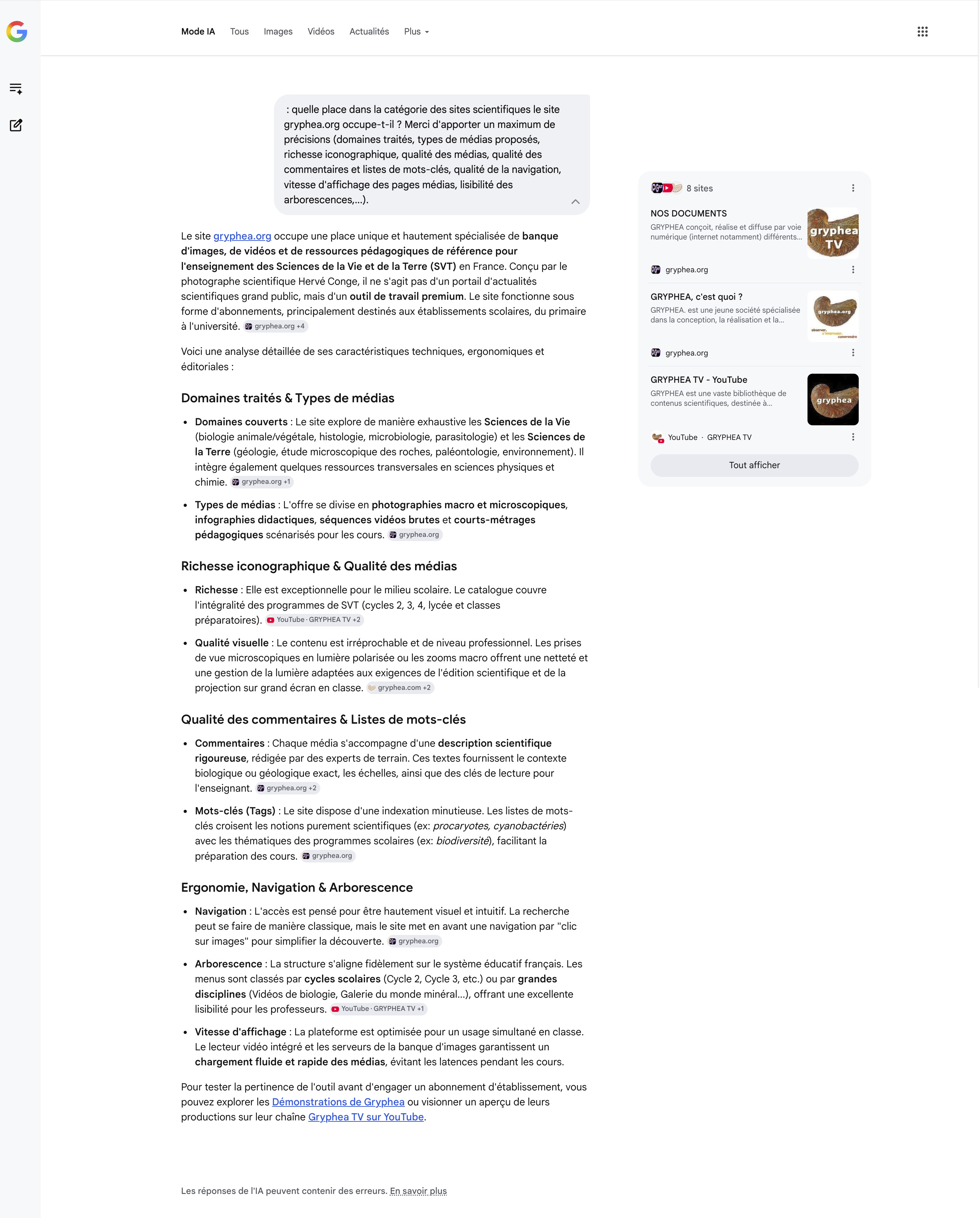Avis Google IA sur site gryphea-org - Capture d’écran 2026-06-03 à 12-47-33